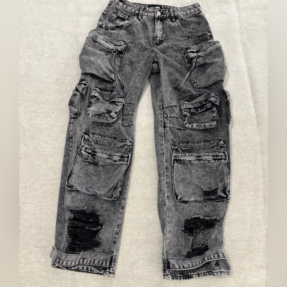 Black denim FashionNova cargo pants